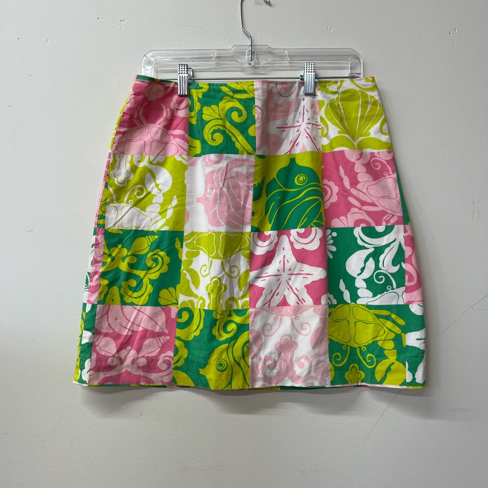 Lilly Pulitzer Bright Patchwork Floral Mini Skirt - Pink, Green, Yellow